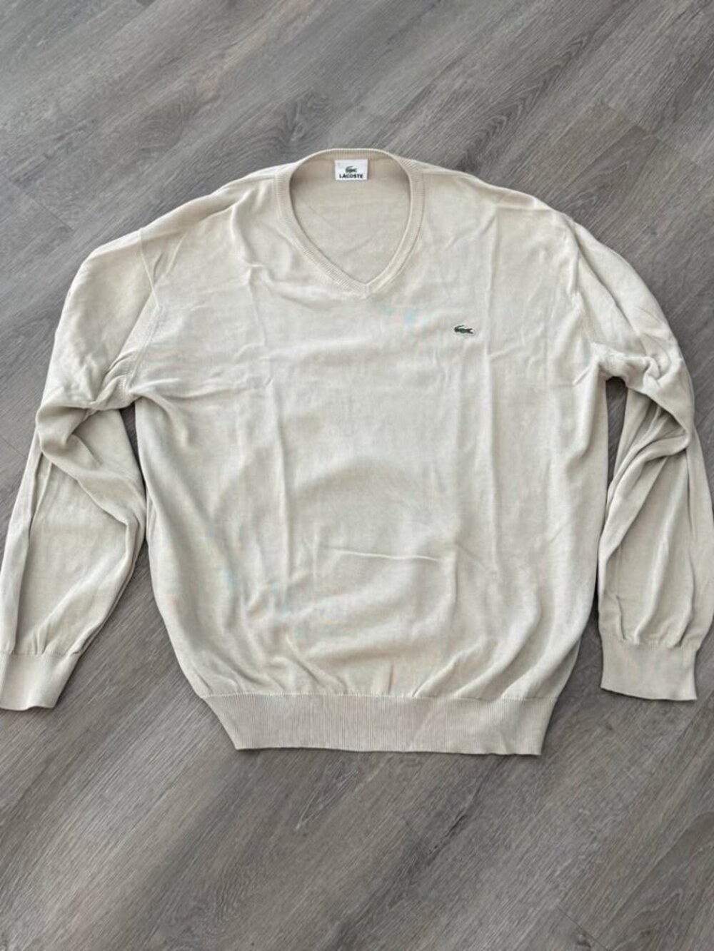 Lacoste Men’s Beige 100% Cotton V-Neck Knit Pullover - XXL (7) $60